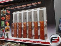 FLAT OF KNIVES 8 FOLDING AND A 10PCS STEAK KNIFE