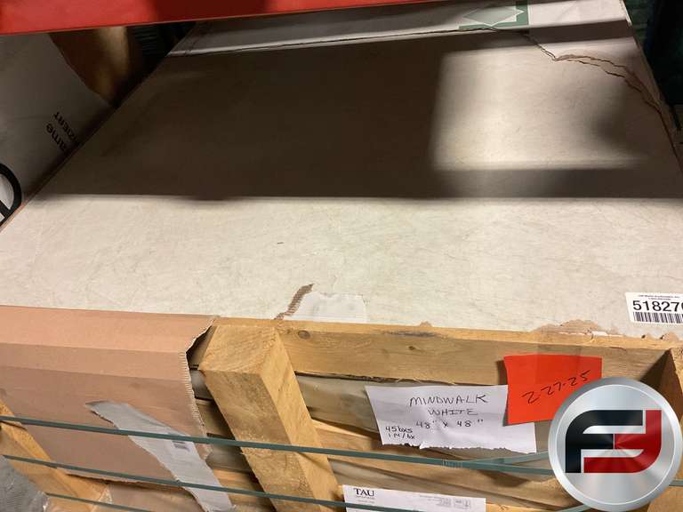 PALLET OF MINDWALK, 48X48 STONE TILES, IN COLOR WHITE ,