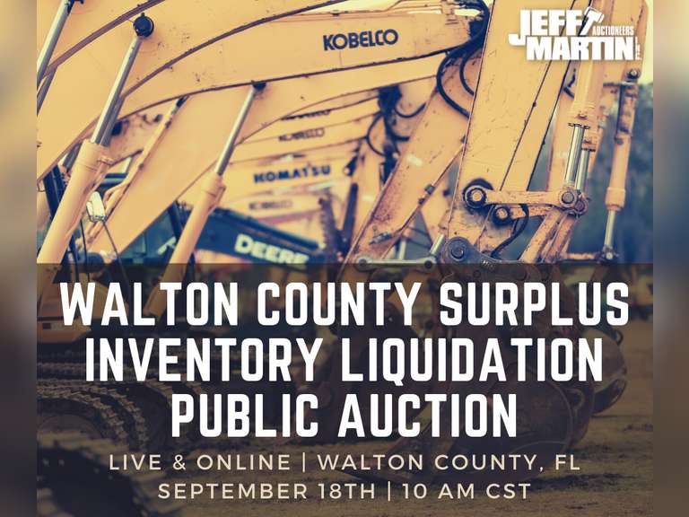 WALTON COUNTY, FLORIDA SURPLUS INVENTORY LIQUIDATION PUBLIC AUCTION- SEPTEMBER 18TH, 2021 10:00 AM CST
