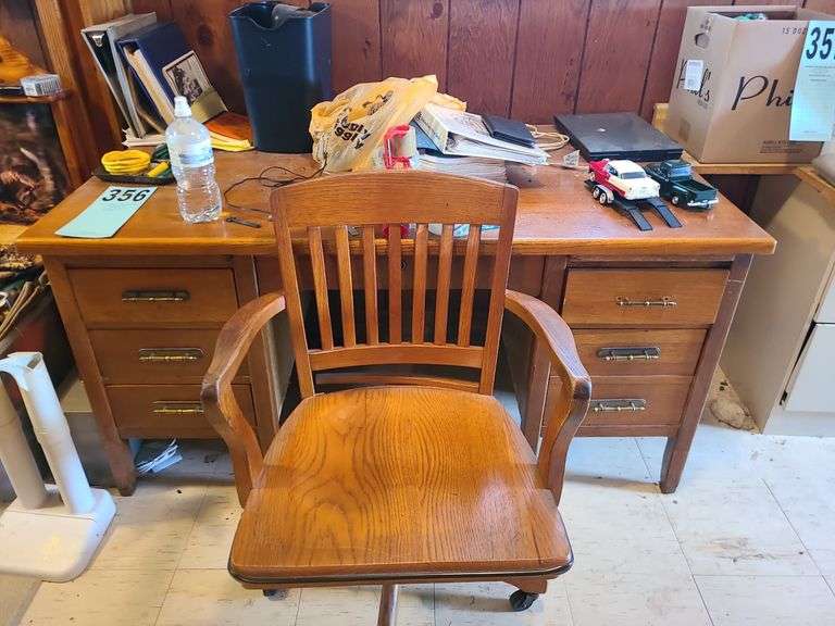 Wooden Desk & Wooden Desk Chair Kramer Auction LLC