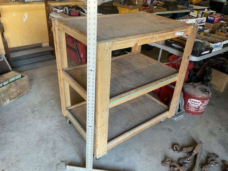 Rolling wood cart Legacy Auction Company