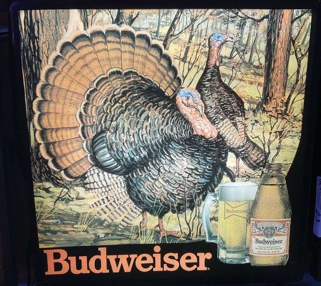 Lighted Budweiser turkey sign 18“ x 18“ Legacy Auction Company