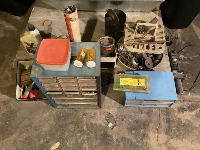 Organizers, welding rod and assorted tools etc. Legacy Auction Company