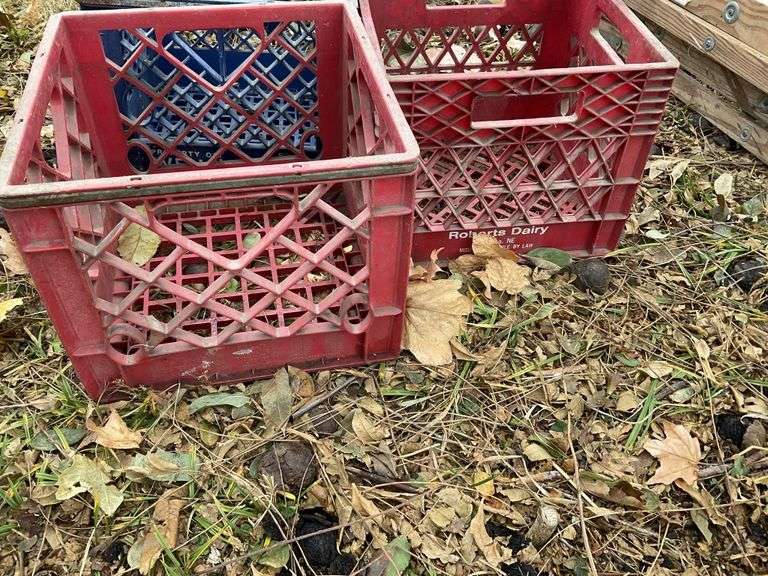 Three plastic milk crates Legacy Auction Company