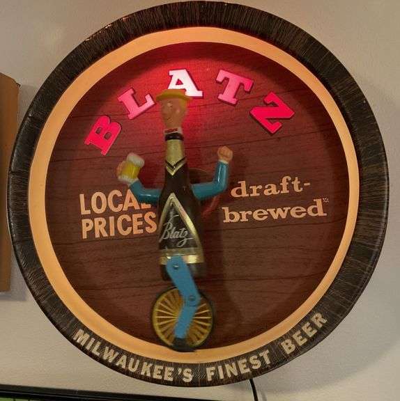 Blatz unicycle craft brewed motion sign Legacy Auction Company
