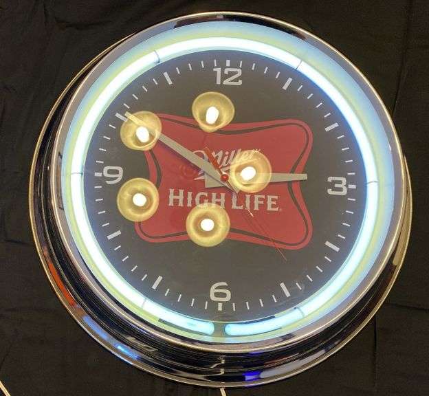 Miller high life lighted neon clock Legacy Auction Company