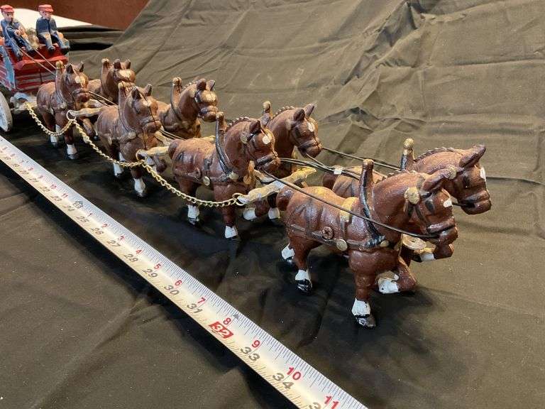 Cast iron Budweiser Clydesdale wagon and horses Legacy Auction Company