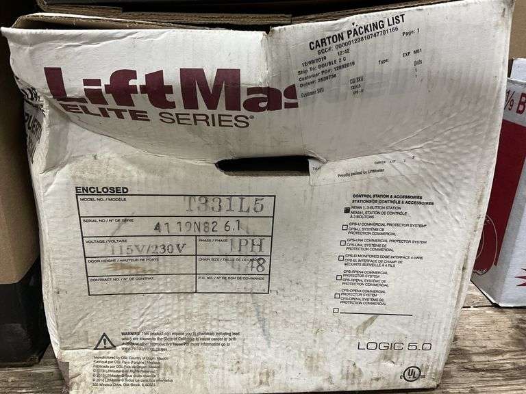 Lift master elite series. Commercial Legacy Auction Company