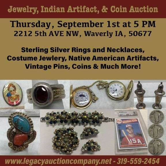 Jewelry, Indian Artifact, & Coin Auction