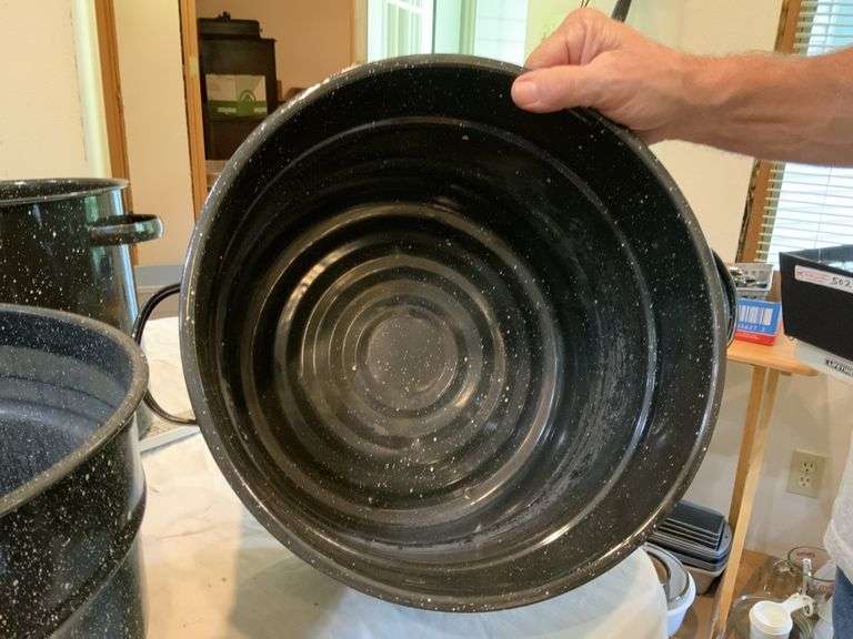 Enamel ware canning kettles Legacy Auction Company