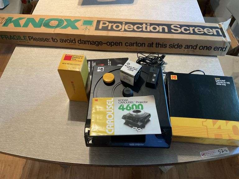 Kodak 4600 carousel projector, Slide tray, lens, Legacy Auction Company