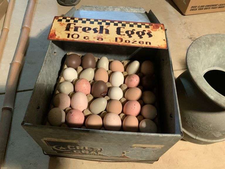 Vintage metal Egg crate,and spittoon Legacy Auction Company