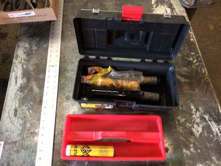 Toolbox with a grease gun and grease Legacy Auction Company