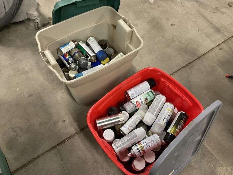 Two totes of spray paint Legacy Auction Company