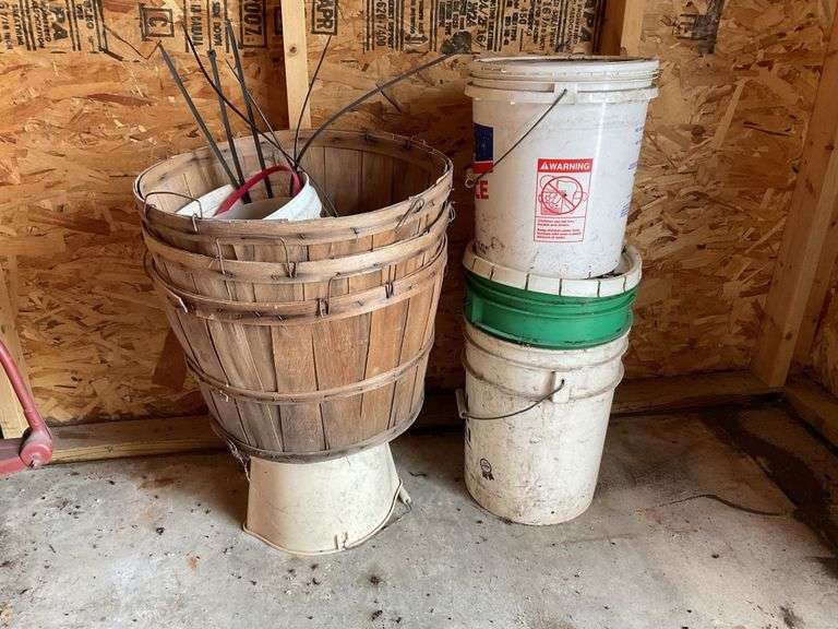 Buckets and baskets etc. Legacy Auction Company
