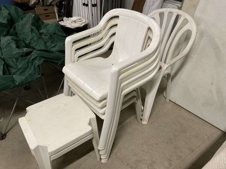 Plastic lawn chairs and tables Legacy Auction Company