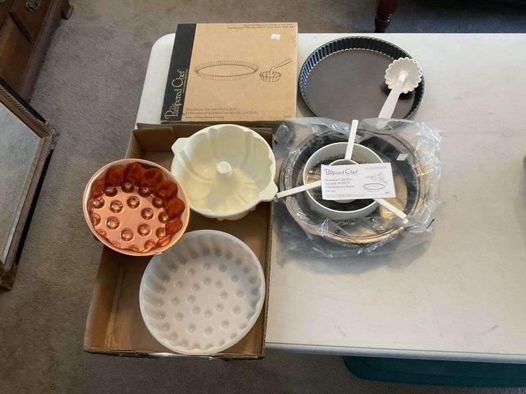 Pampered chef cake pans, assorted molds Legacy Auction Company