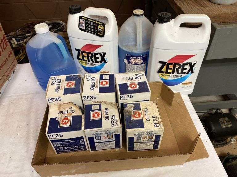 Antifreeze windshield washer fluid, and oil Legacy Auction Company