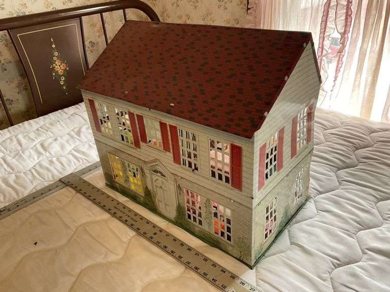 Vintage metal doll house with furniture Legacy Auction Company