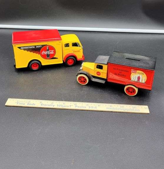 Coca Cola 2 Ertl Diecast Metal Car Banks Legacy Auction Company