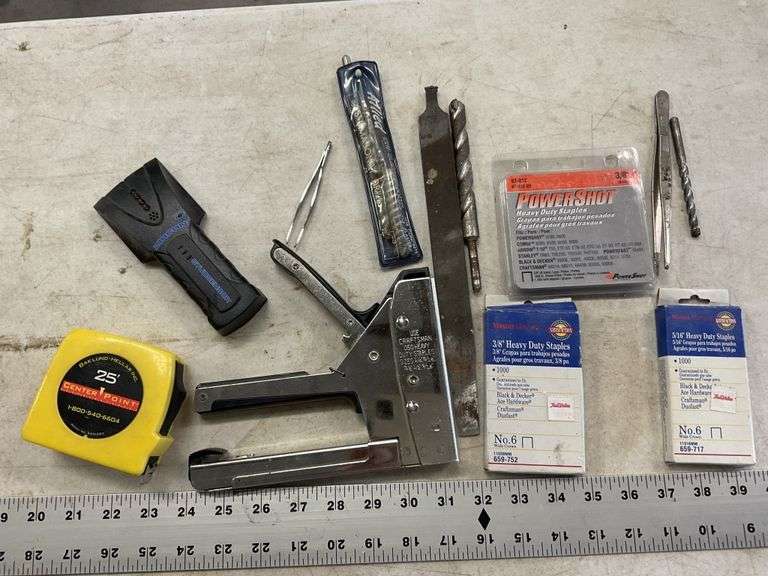 Tape measure stapler stud finder etc. Legacy Auction Company
