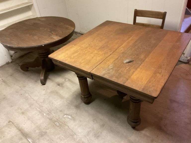 Two oak tables and chair Legacy Auction Company