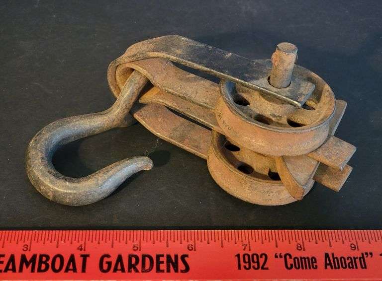 Vintage Cast Iron "Double" Pulley Legacy Auction Company
