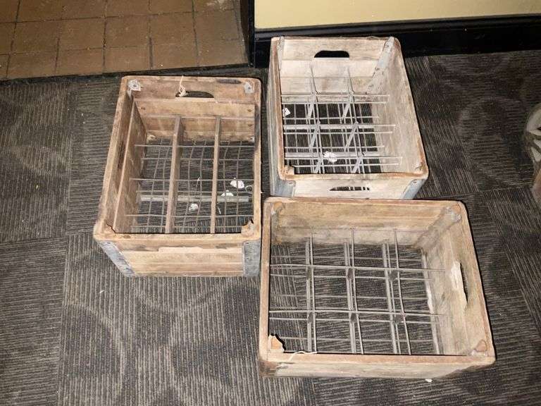 3 wood milk crates Legacy Auction Company