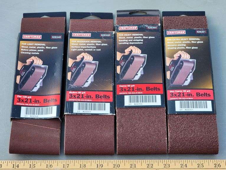 Craftsman (3" X 21") Sanding Belts "4 Different Legacy Auction Company