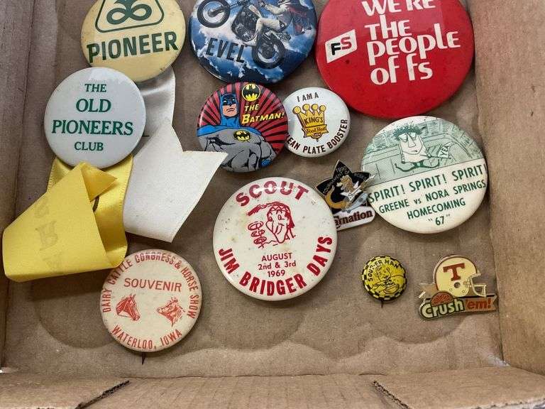 Pins and buttons Legacy Auction Company