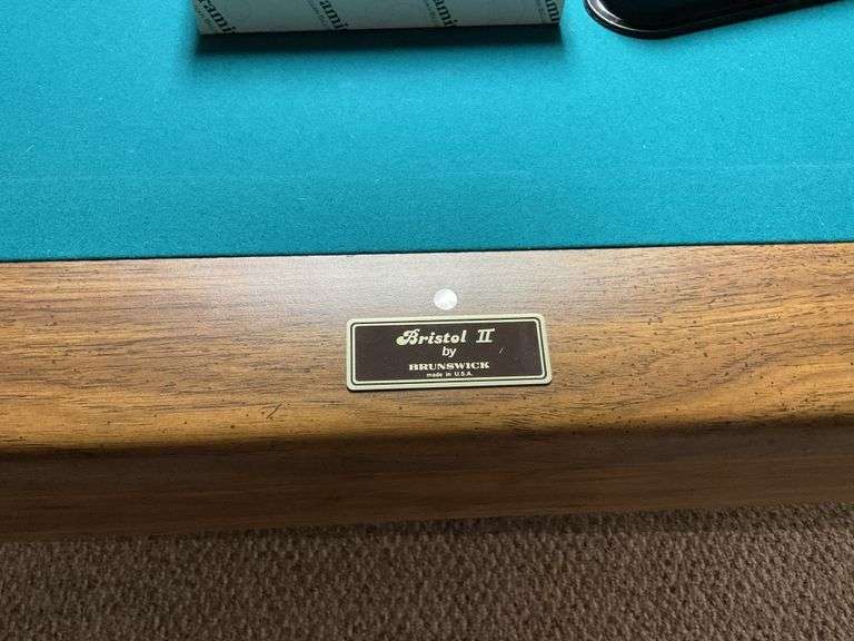 Brunswick Bristol 2 billiards table. Playing area Legacy Auction Company
