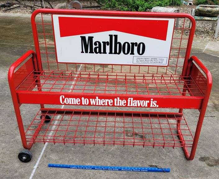 Vintage Marlboro Advertising Metal Cart / Rack On Legacy Auction Company