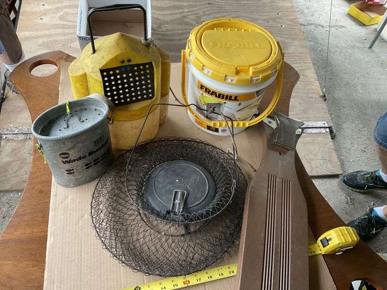 Bait buckets, fish cleaning board Legacy Auction Company
