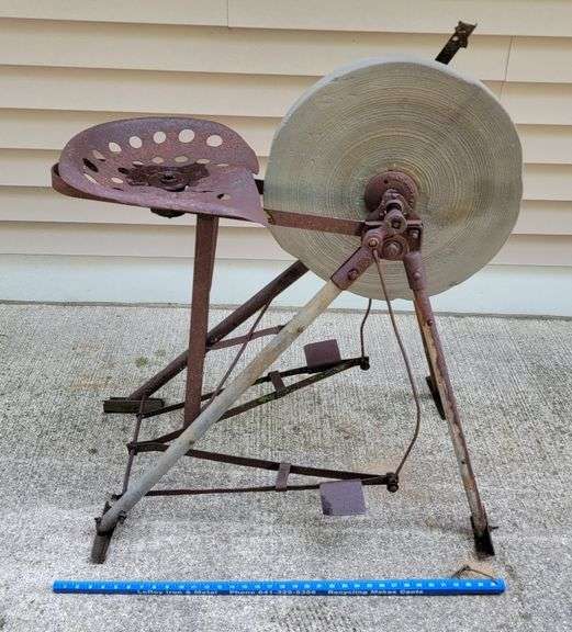 Vintage Pedal Driven Sharpening Stone Wheel Legacy Auction Company