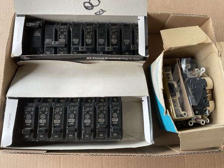 GE circuit breakers 20 amp, new & outlets Legacy Auction Company
