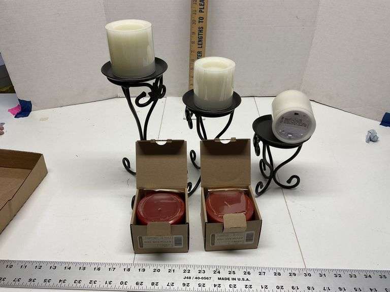 Longaberger wrought iron candle holders and Legacy Auction Company
