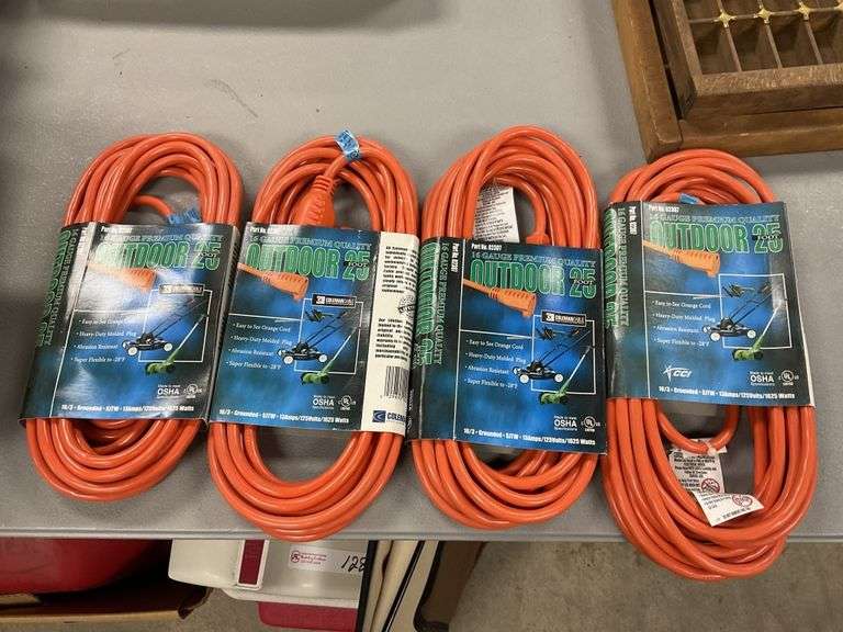 4 25 foot extension cords Legacy Auction Company