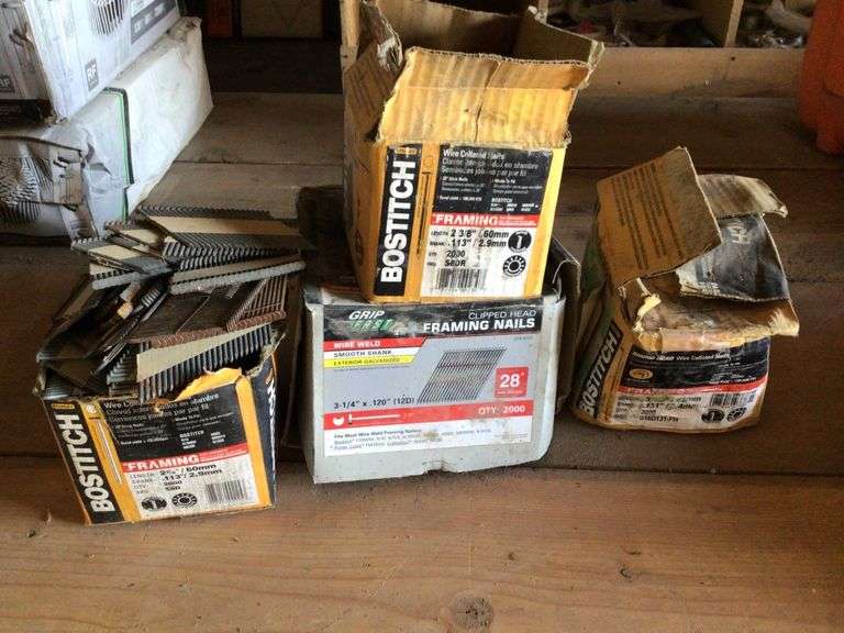 Assorted framing nails, finishing nails Legacy Auction Company