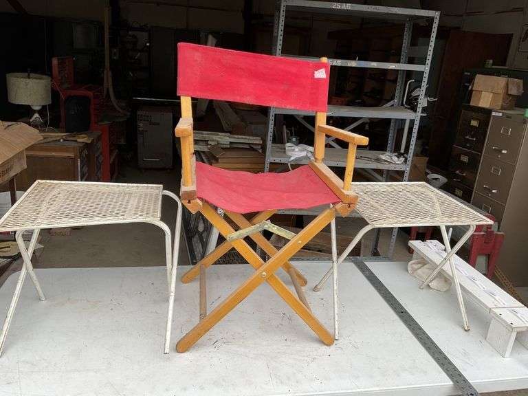 Director’s chair, patio side tables Legacy Auction Company