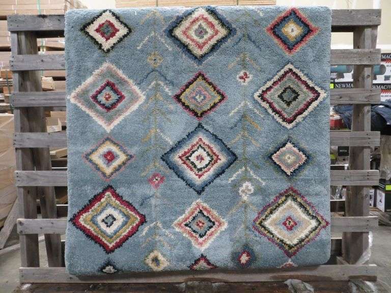 Zenga Light Blue Area Rug 60" x 84" Lambrecht Auction, Inc.