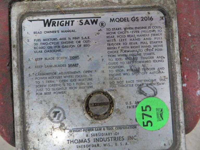 Wright Reciprocating Log Saw Lambrecht Auction, Inc.