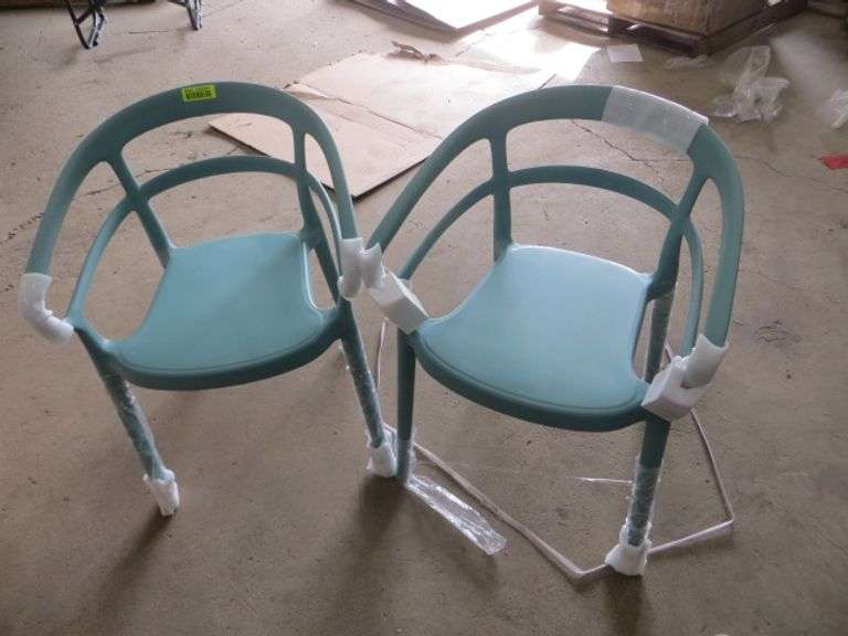 Retro Kitchen Chairs (2) Blue/Green Lambrecht Auction, Inc.