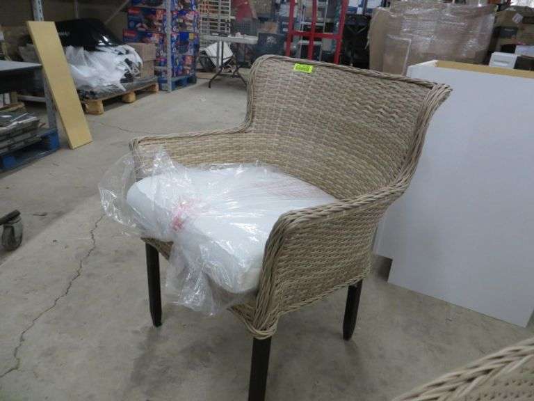 Set Of Six Outdoor Resin Wicker Chairs With Cushion Lambrecht Auction