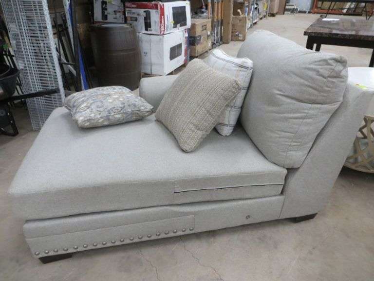 Light Beige Chaise Lounge Sectional Piece Lambrecht Auction, Inc.