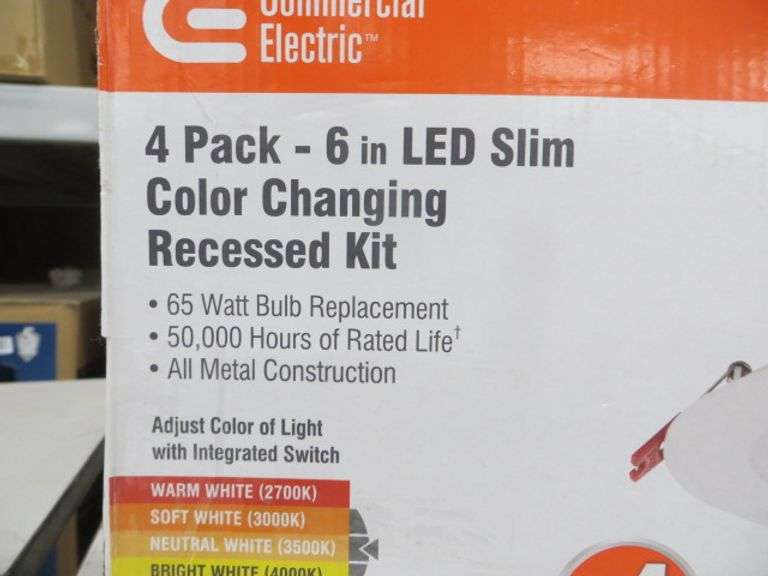 4pk LED Color Changing Recessed Trim 6" LED Slim Lambrecht Auction, Inc.