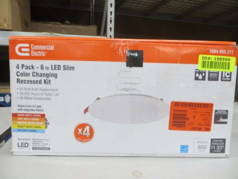 4pk LED Color Changing Recessed Trim 6" LED Slim Lambrecht Auction, Inc.