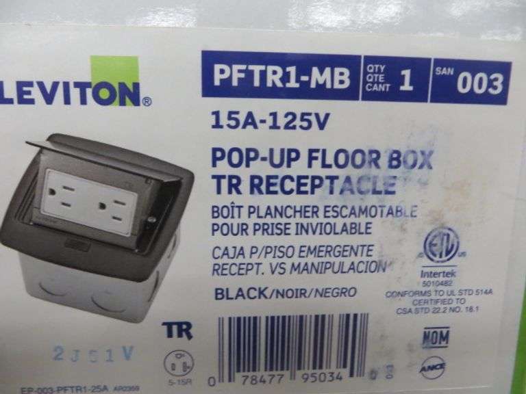 15A 125V Pop Up Floor Box TR Receptacle Lambrecht Auction, Inc.