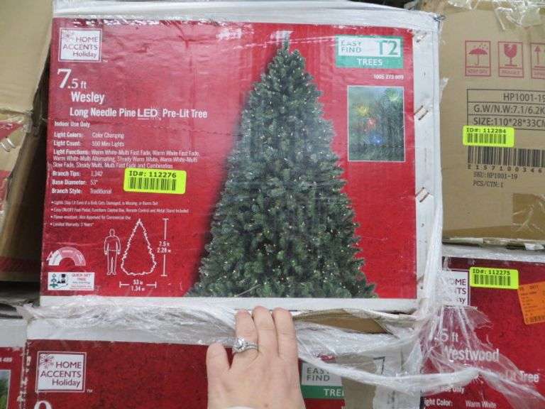 7.5ft Wesley Long Needle Pine LED PreLit Tree Lambrecht Auction, Inc.