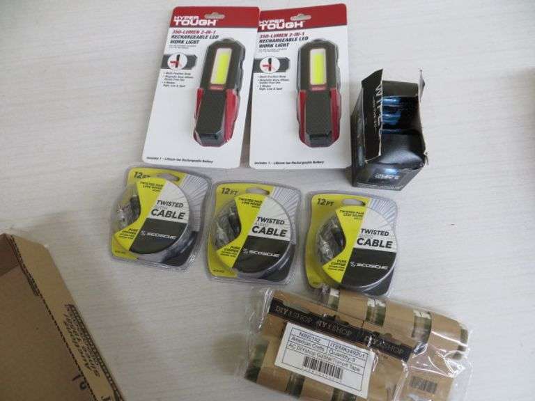 (2)Rechargeable Led Work Lights, Dude Wipes, (3) 12ft rolls Twisted