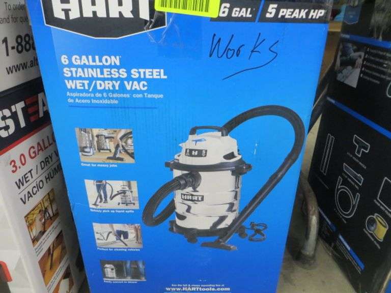 Hartz 6 Gallon Stainless Steel Wet Dry Vac Lambrecht Auction, Inc.